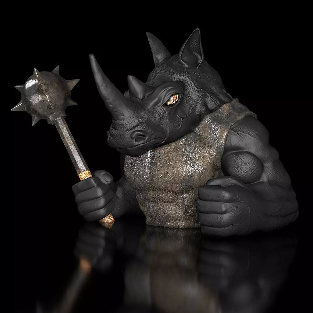 Rhinocerus-Dozer  Rhino  Bust- High-Polygon 3D print model 3D print model_0