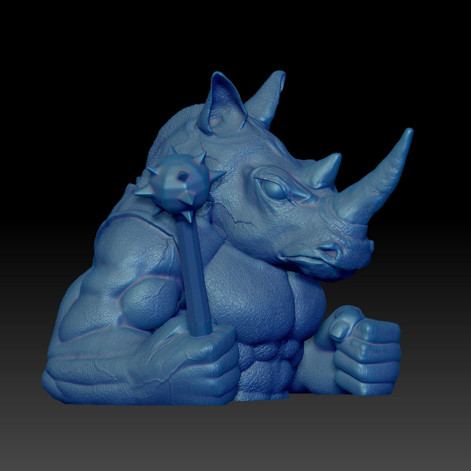 Rhinocerus-Dozer  Rhino  Bust- High-Polygon 3D print model 3D print model_6