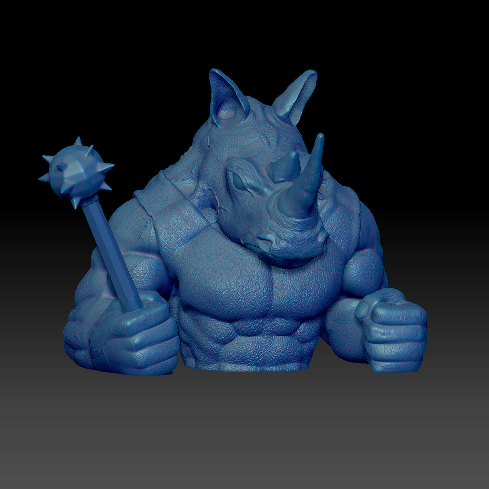 Rhinocerus-Dozer  Rhino  Bust- High-Polygon 3D print model 3D print model_9