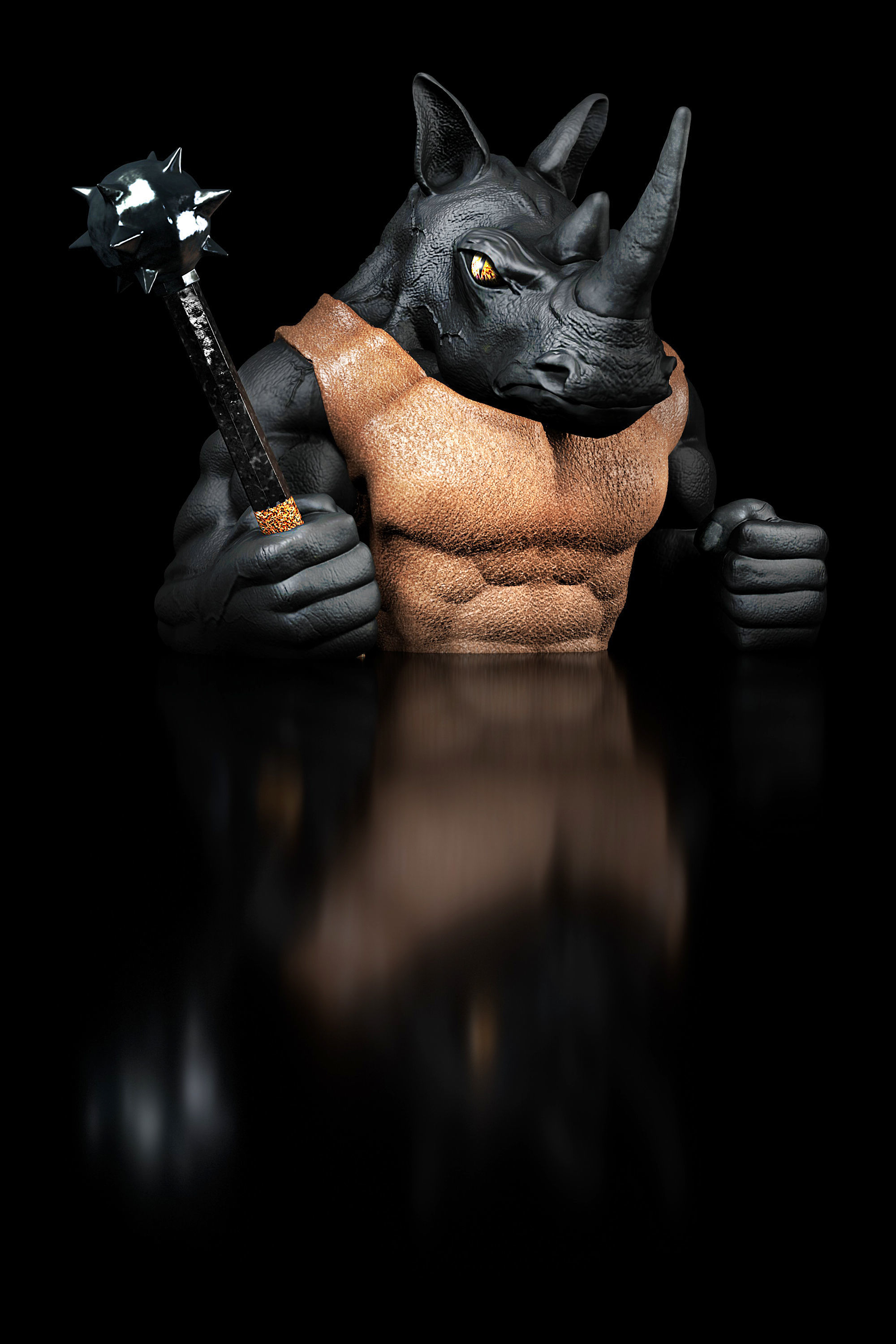 Rhinocerus-Dozer  Rhino  Bust- High-Polygon 3D print model 3D print model_3