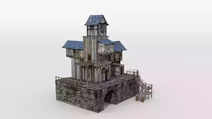 Fantasy-style medieval half-timbered building