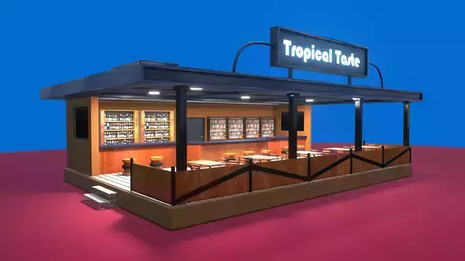 Restaurant - Low poly  Low-poly 3D model