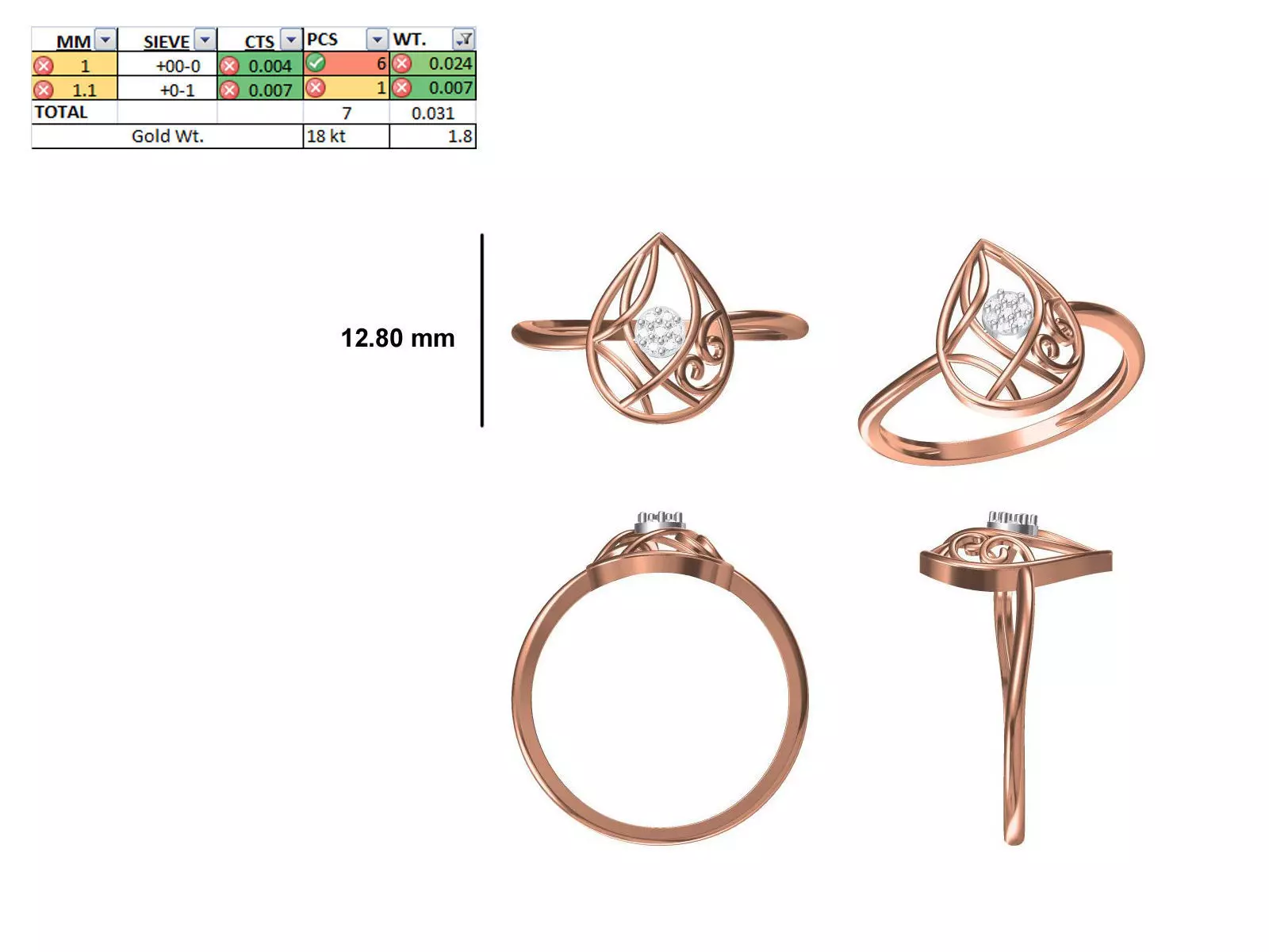 Women Light Weight Ring STL OBJ FBX JCD Details 3D print model