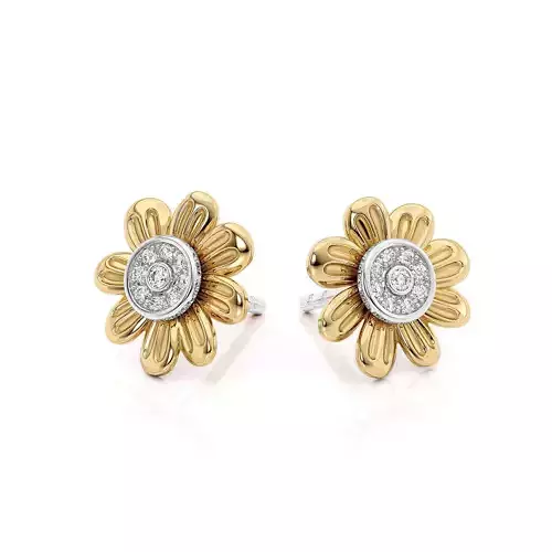 Flower earrings with stones E 0034 printable 3d model