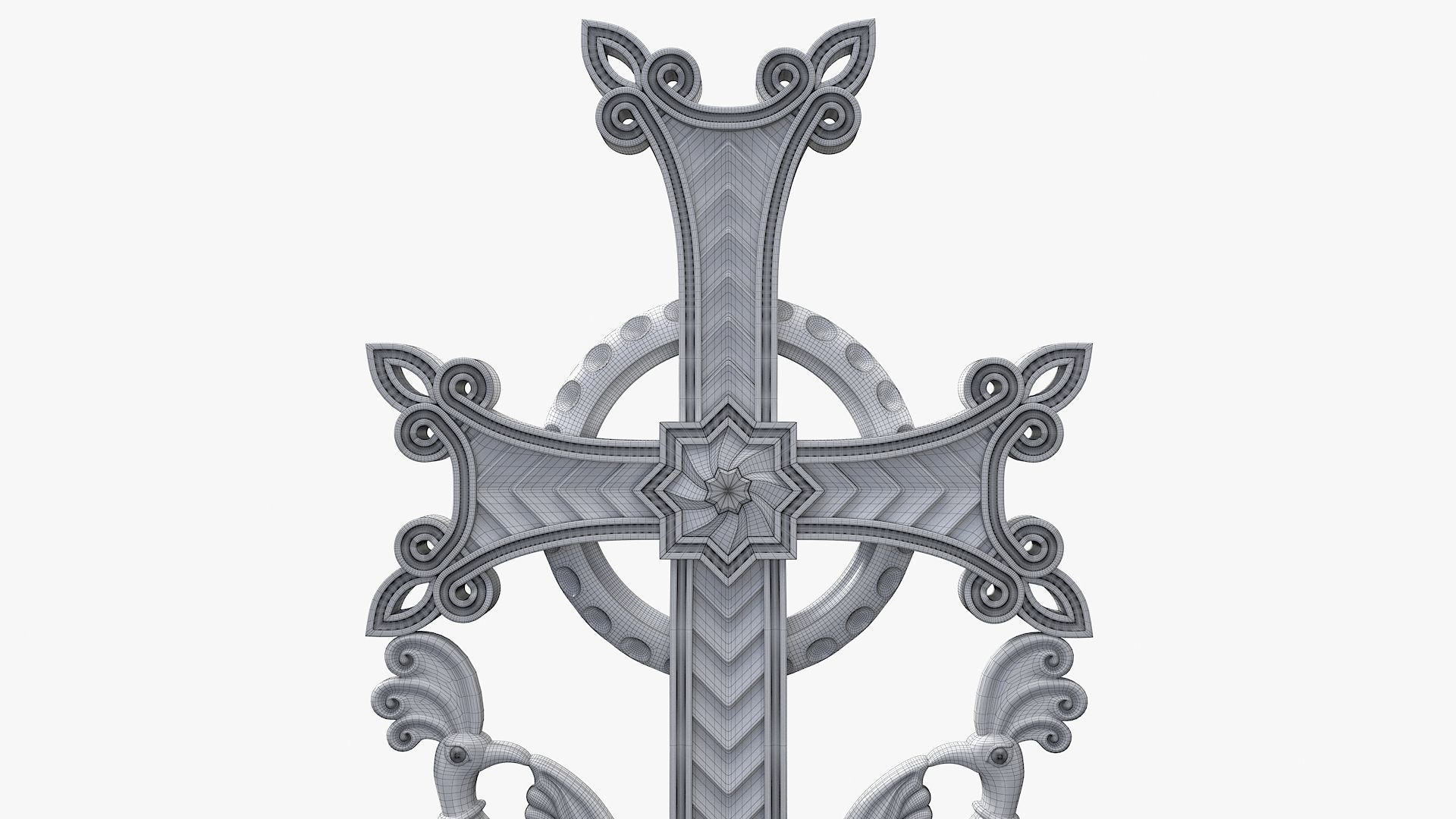 Khachqar Armenian STL model for CNC Cross Stone Khachkar Xachqar 3D model_4