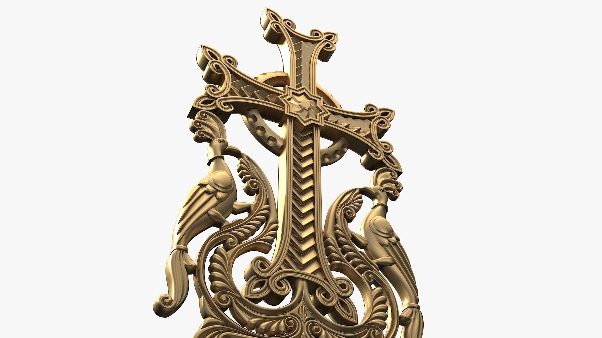 Khachqar Armenian STL model for CNC Cross Stone Khachkar Xachqar 3D model_7