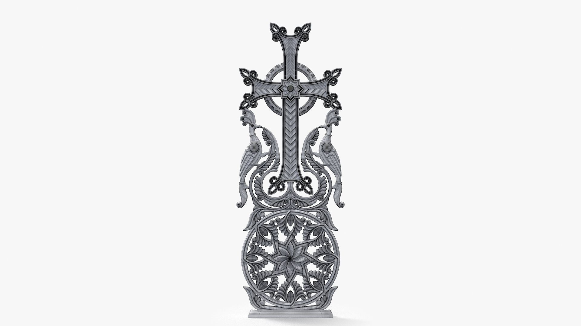 Khachqar Armenian STL model for CNC Cross Stone Khachkar Xachqar 3D model_6