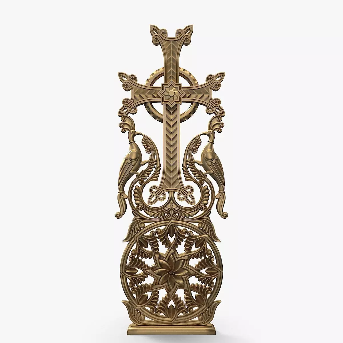 Khachqar Armenian STL model for CNC Cross Stone Khachkar Xachqar 3D model_0