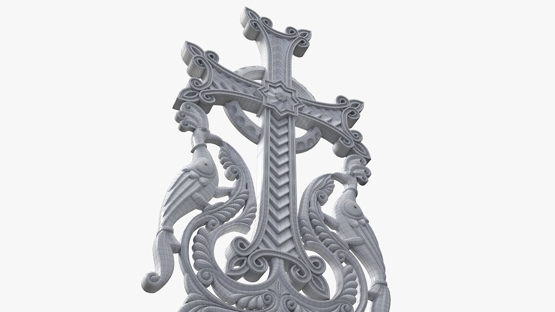 Khachqar Armenian STL model for CNC Cross Stone Khachkar Xachqar 3D model_8