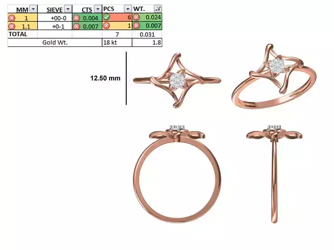 Women Light Weight Ring STL OBJ FBX JCD Details