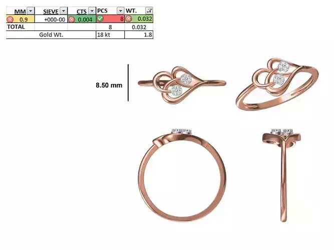 Women Light Weight Ring STL OBJ FBX JCD Details