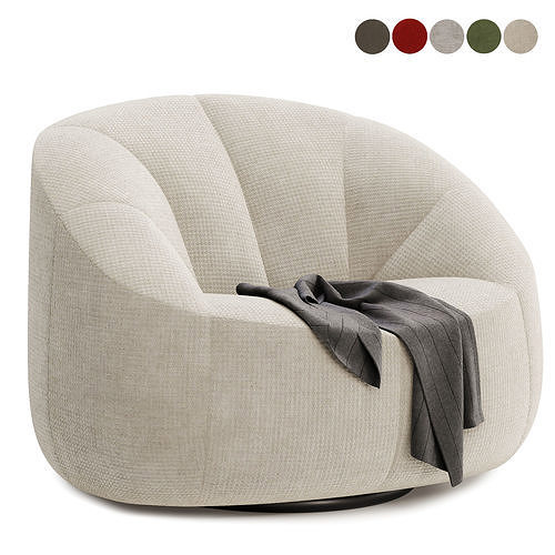 beanbag pumpkin armchair 3D model 2