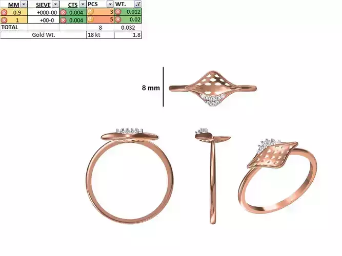 Women Light Weight Ring STL OBJ FBX JCD Details