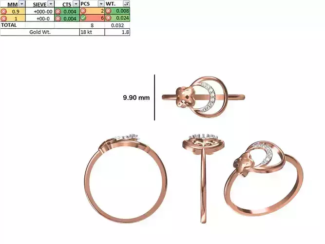 Women Light Weight Ring STL OBJ FBX JCD Details