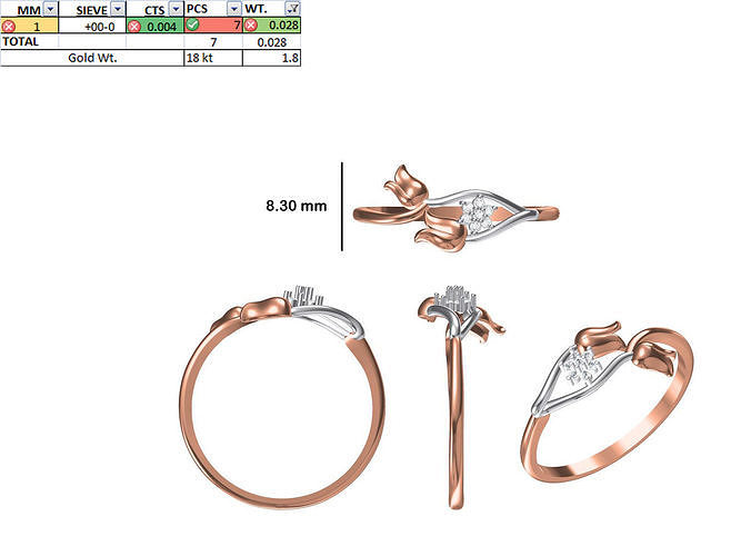 Women Light Weight Ring STL OBJ FBX JCD Details 3D print model