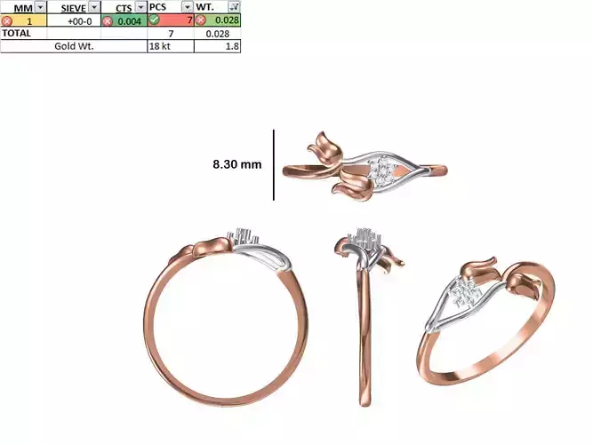Women Light Weight Ring STL OBJ FBX JCD Details