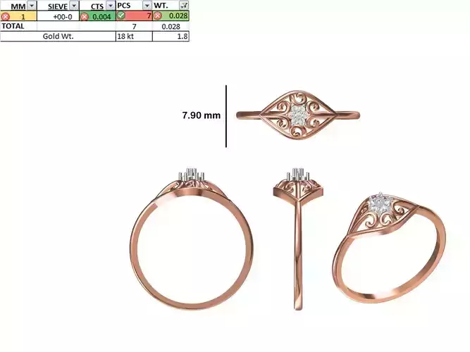 Women Light Weight Ring STL OBJ FBX JCD Details