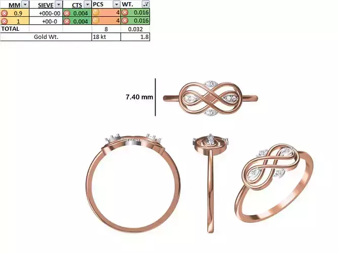 Women Light Weight Ring STL OBJ FBX JCD Details
