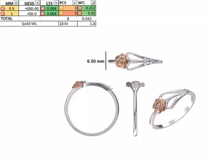 Women Light Weight Ring STL OBJ FBX JCD Details