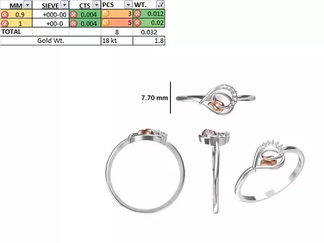 Women Light Weight Ring STL OBJ FBX JCD Details