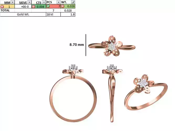 Women Light Weight Ring STL OBJ FBX JCD Details