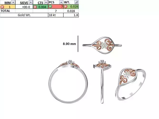 Women Light Weight Ring STL OBJ FBX JCD Details