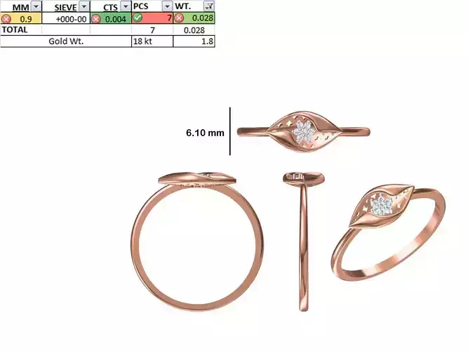 Women Light Weight Ring STL OBJ FBX JCD Details