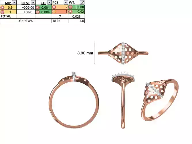 Women Light Weight Ring STL OBJ FBX JCD Details