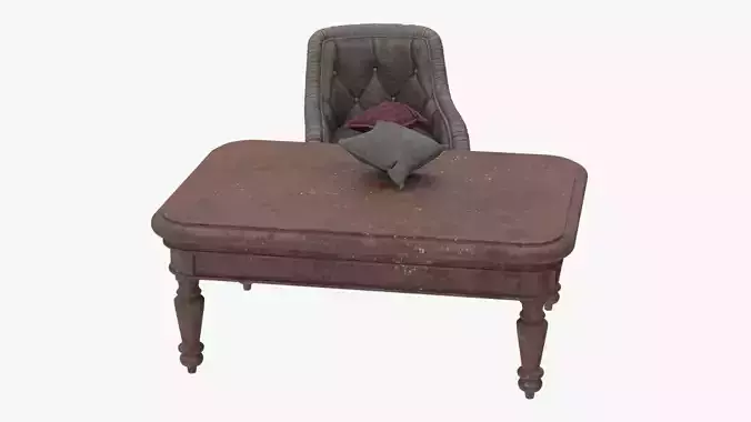 4K Dirty Abandoned Table with Sofa