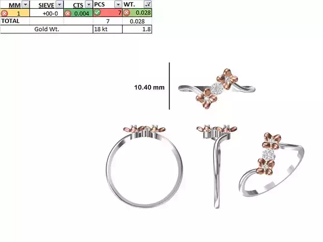 Women Light Weight Ring STL OBJ FBX JCD Details