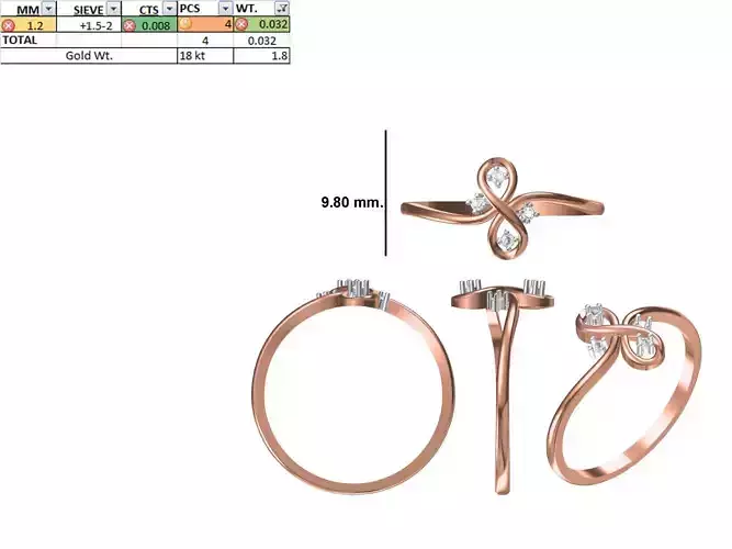 Women Light Weight Ring STL OBJ FBX JCD Details