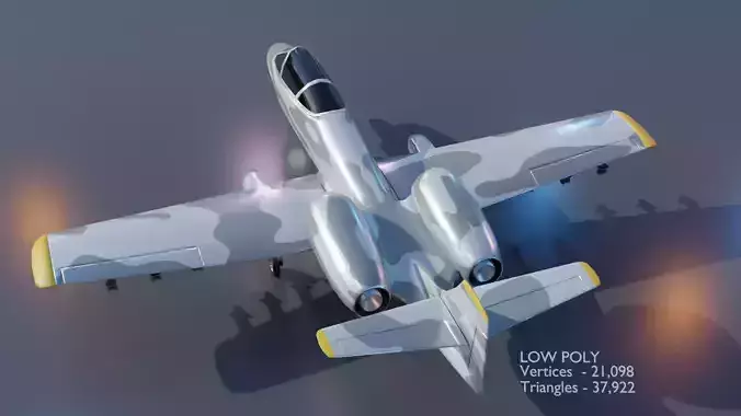 A 10 Thunderbolt Attack Plane - low poly Low-poly 3D model