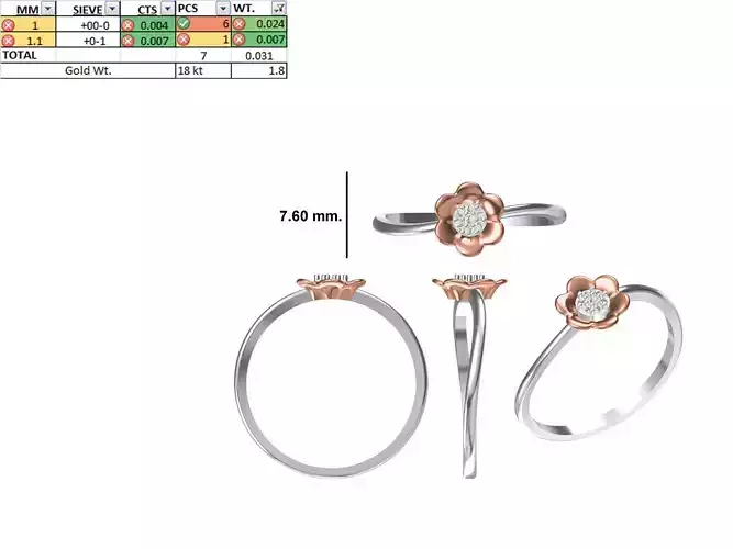 Women Light Weight Ring STL OBJ FBX JCD Details