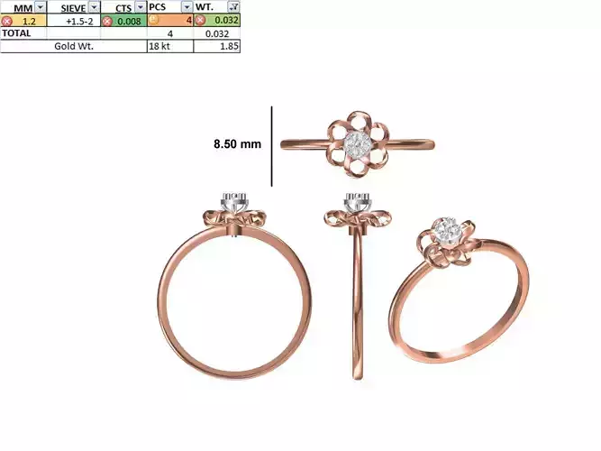 Women Light Weight Ring STL OBJ FBX JCD Details