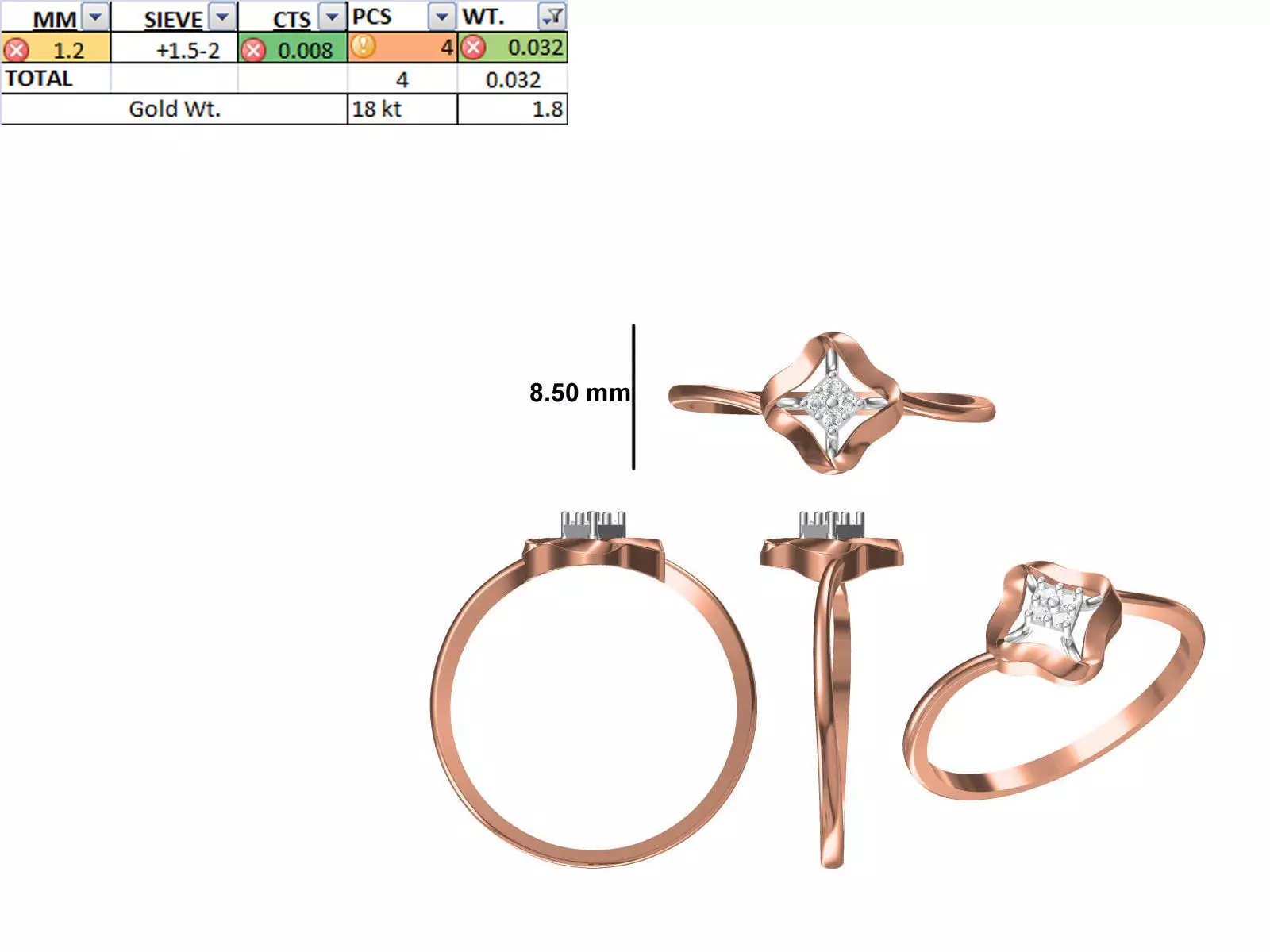 Women Light Weight Ring STL OBJ FBX JCD Details 3D print model_0