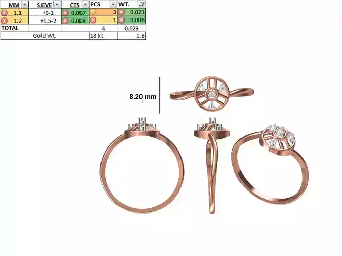 Women Light Weight Ring STL OBJ FBX JCD Details 3D print model