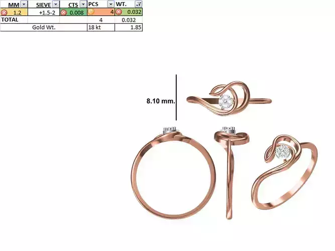 Women Light Weight Ring STL OBJ FBX JCD Details 3D print model
