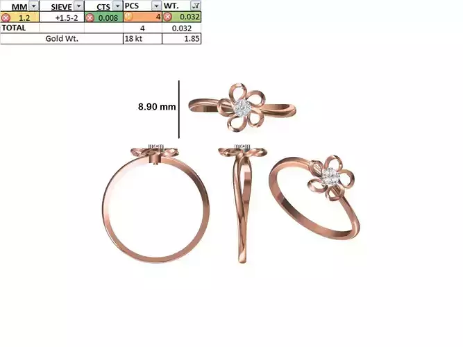 Women Light Weight Ring STL OBJ FBX JCD Details 3D print model