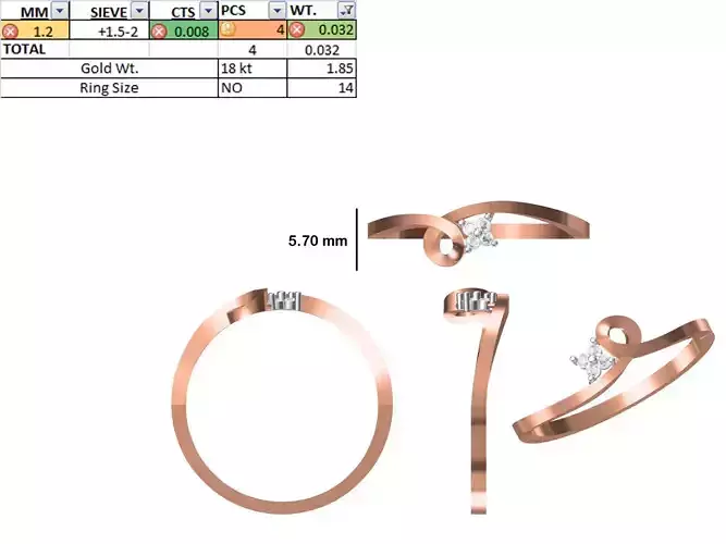 Women Light Weight Ring STL OBJ FBX JCD Details 3D print model