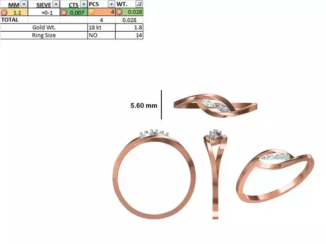 Women Light Weight Ring STL OBJ FBX JCD Details