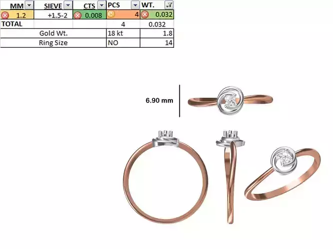 Women Light Weight Ring STL OBJ FBX JCD Details 3D print model