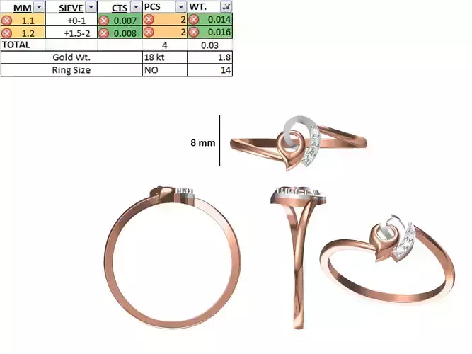 Women Light Weight Ring STL OBJ FBX JCD Details