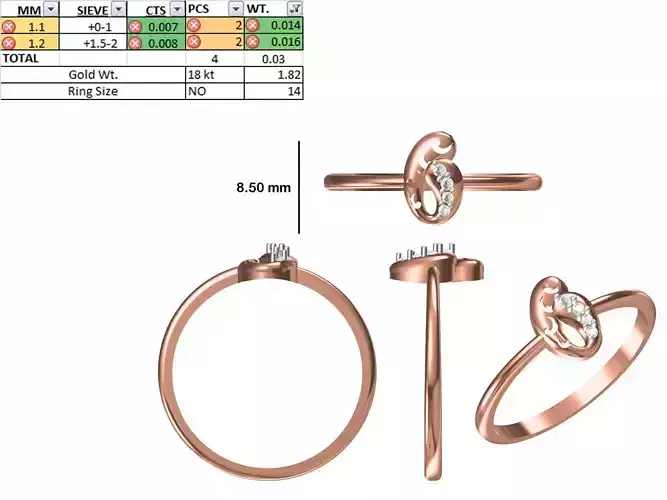Women Light Weight Ring STL OBJ FBX JCD Details