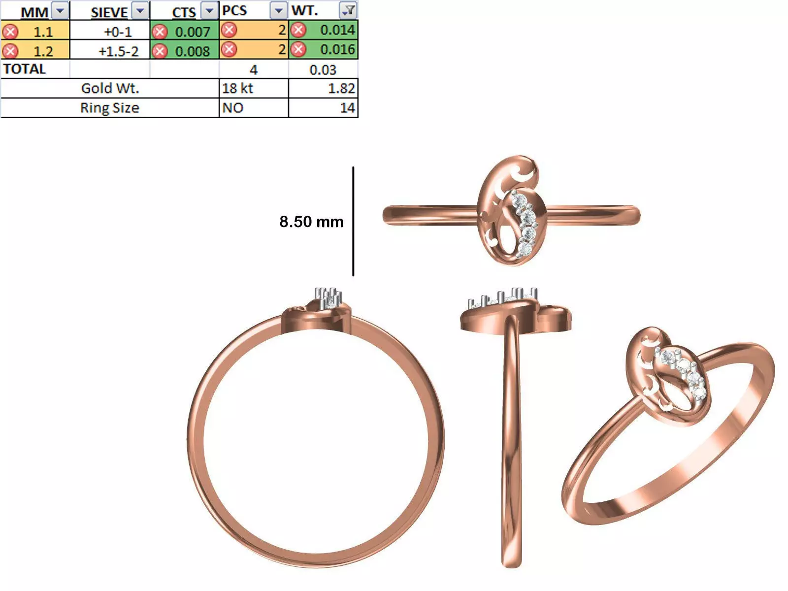 Women Light Weight Ring STL OBJ FBX JCD Details 3D print model_0