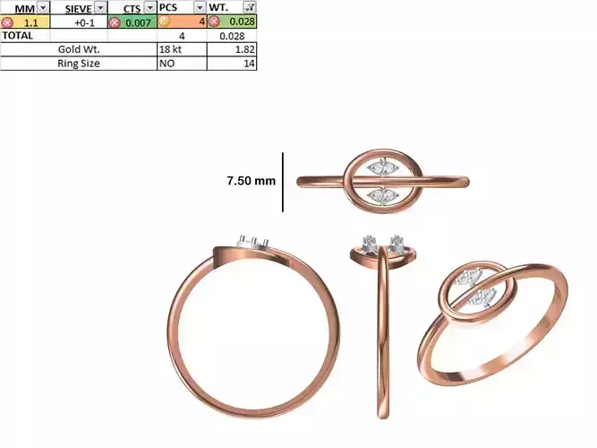 Women Light Weight Ring STL OBJ FBX JCD Details