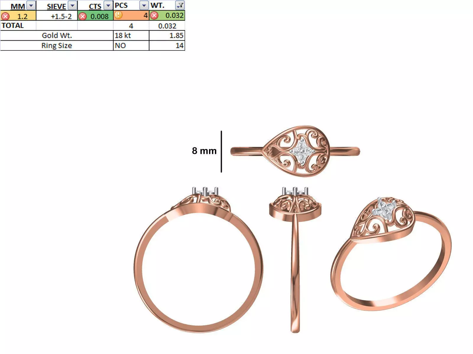 Women Light Weight Ring STL OBJ FBX JCD Details 3D print model_0