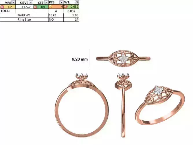 Women Light Weight Ring STL OBJ FBX JCD Details