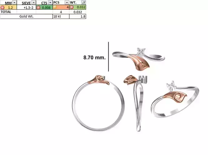 Women Light Weight Ring STL OBJ FBX JCD Details