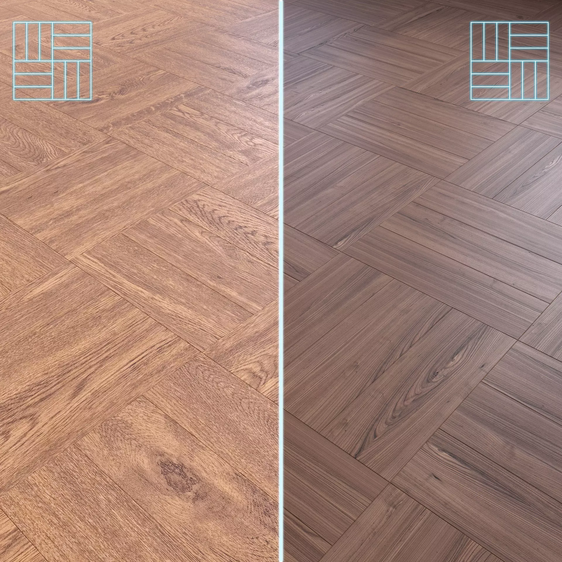 Parquet - Laminate - Wooden floor 2 in 1 Low-poly 3D model_0