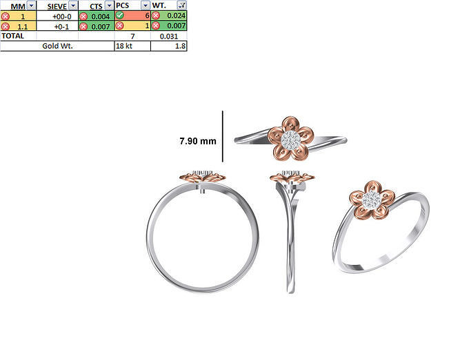 Women Light Weight Ring STL OBJ FBX JCD Details 3D print model
